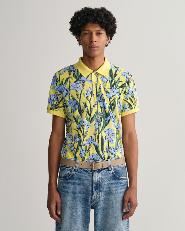 Iris Print Piqu&eacute; Polo Shirt