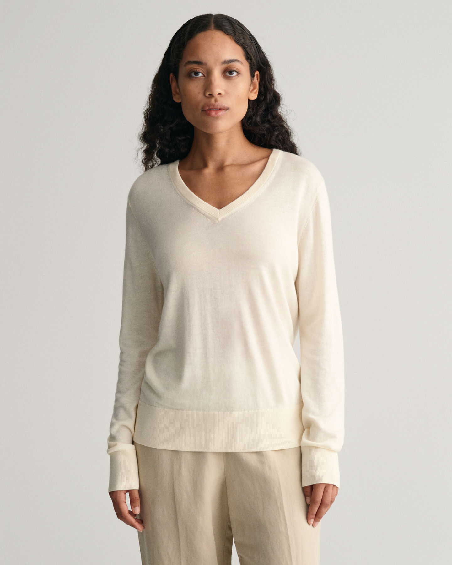 Fine Knit V-Neck Sweater