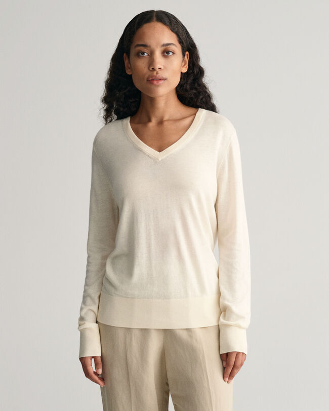 Fine Knit V-Neck Sweater