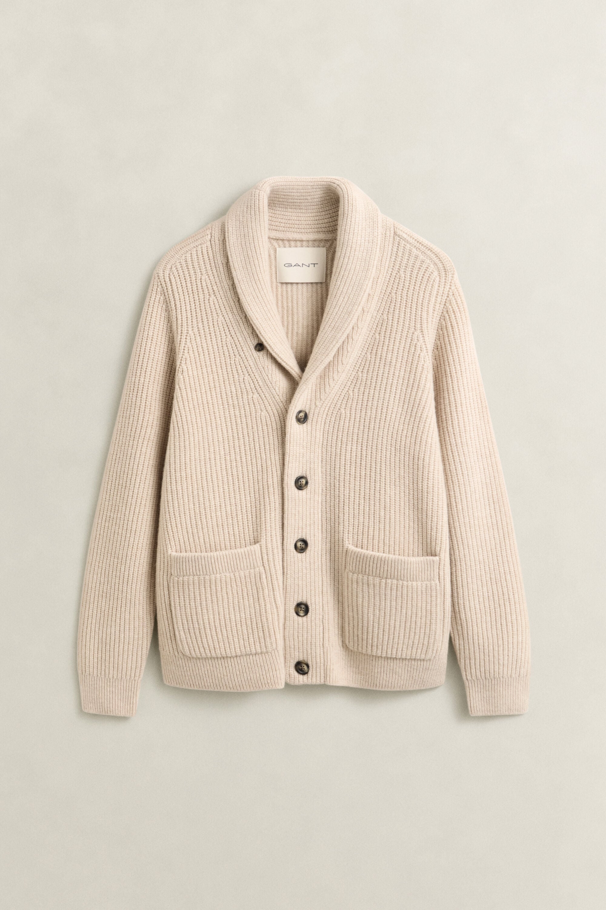 Ribbed Wool Blend Cardigan