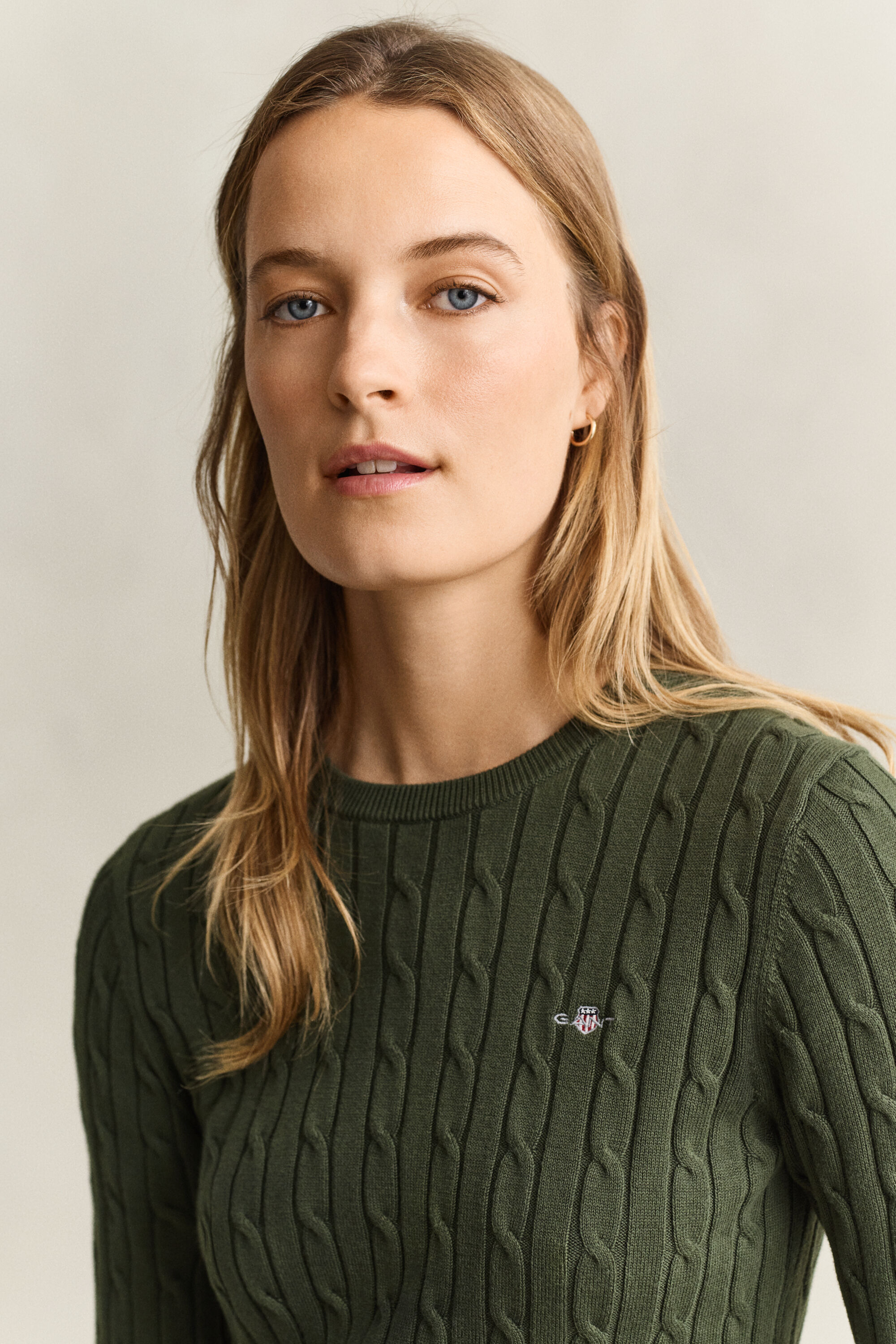 Classic Cable Knit Sweater — MOSSY GREEN