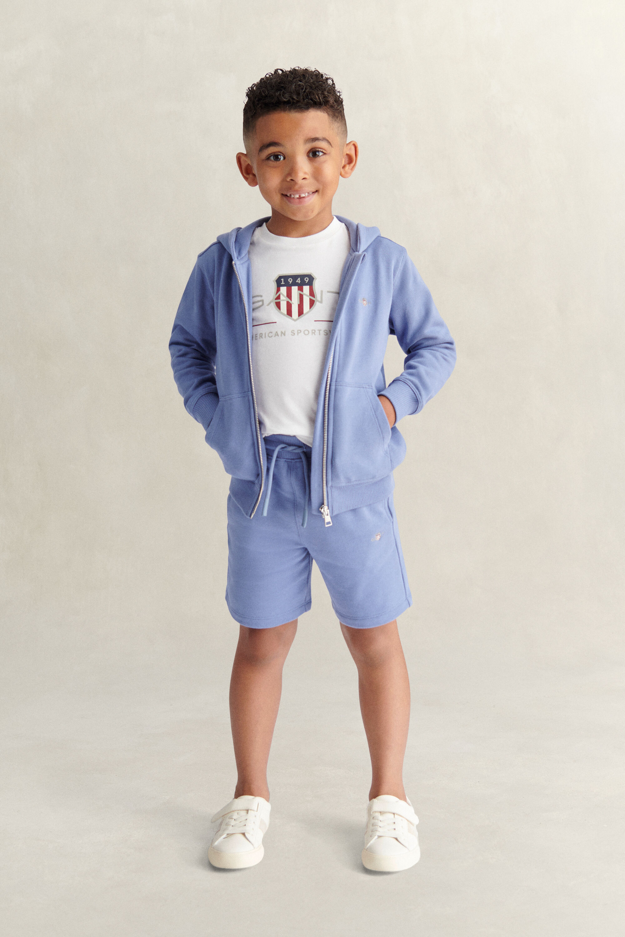 Boys Shield Zip Hoodie, T-Shirt & Sweatpants Set — FADED DENIM