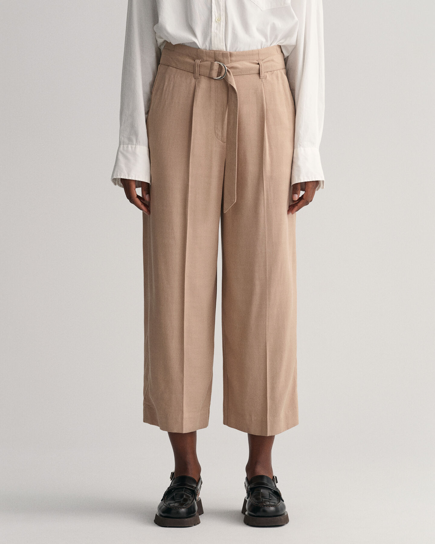 Wide Leg Cropped Belted Pants