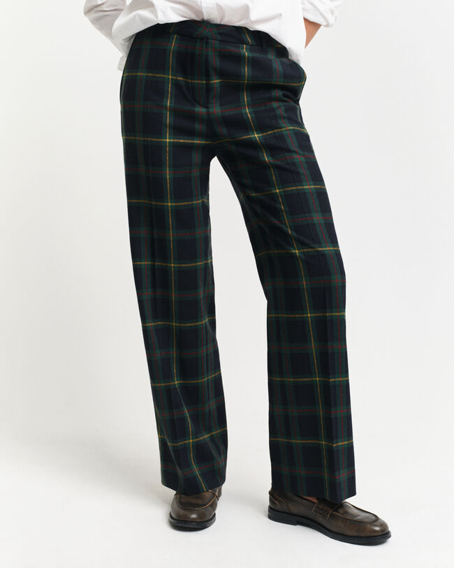 Straight Leg Checked Suit Pants