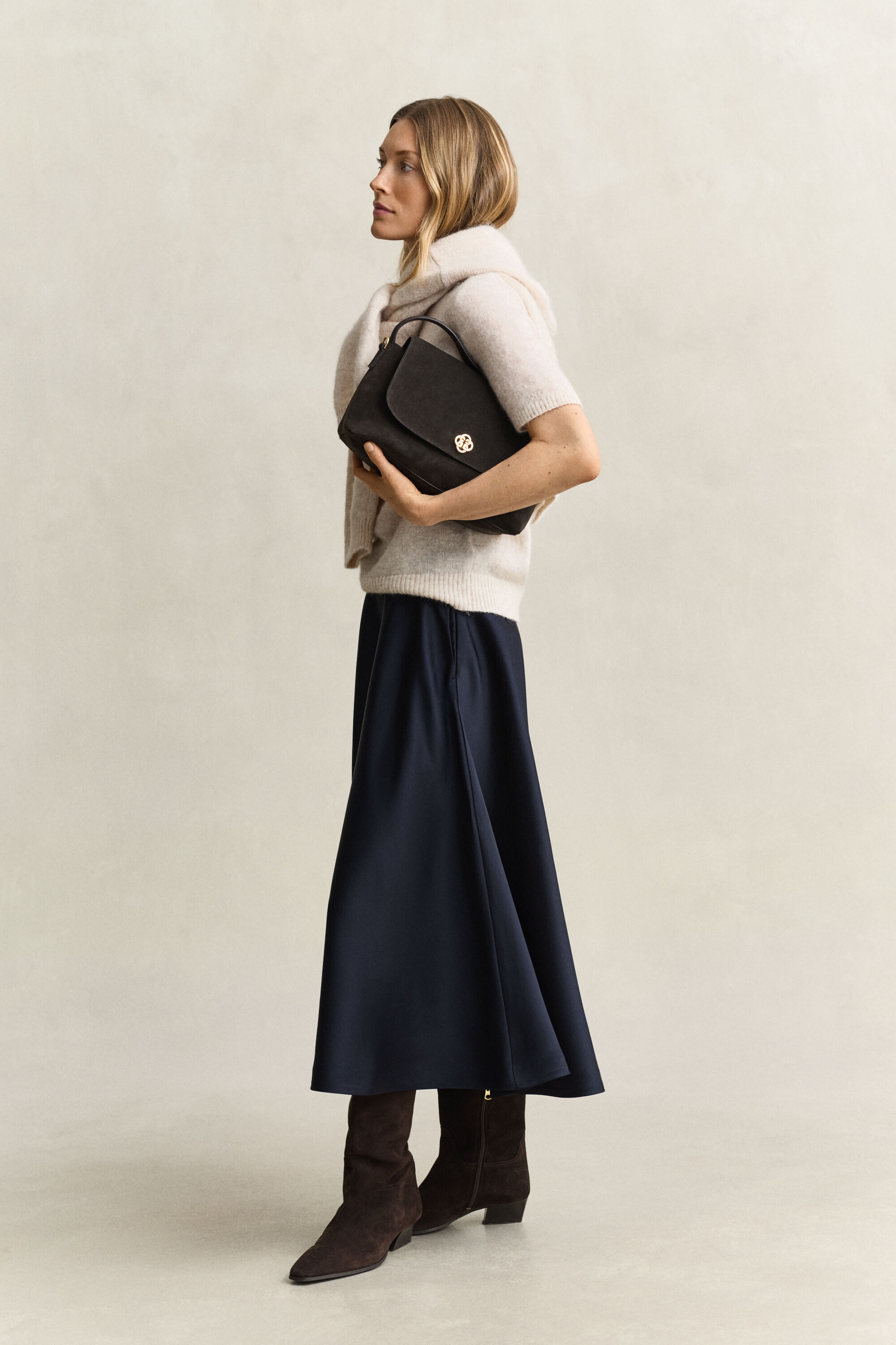 Volume Satin Skirt — EVENING BLUE