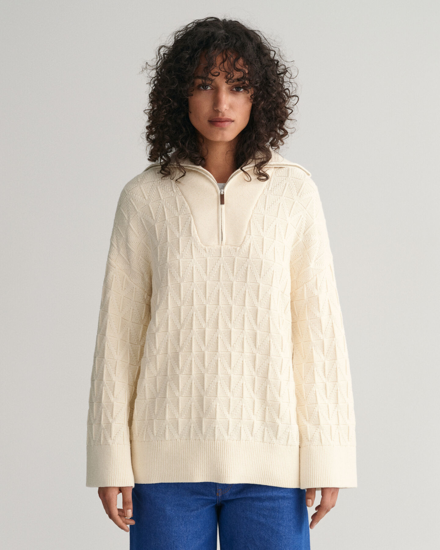 Herringbone Half-Zip Sweater