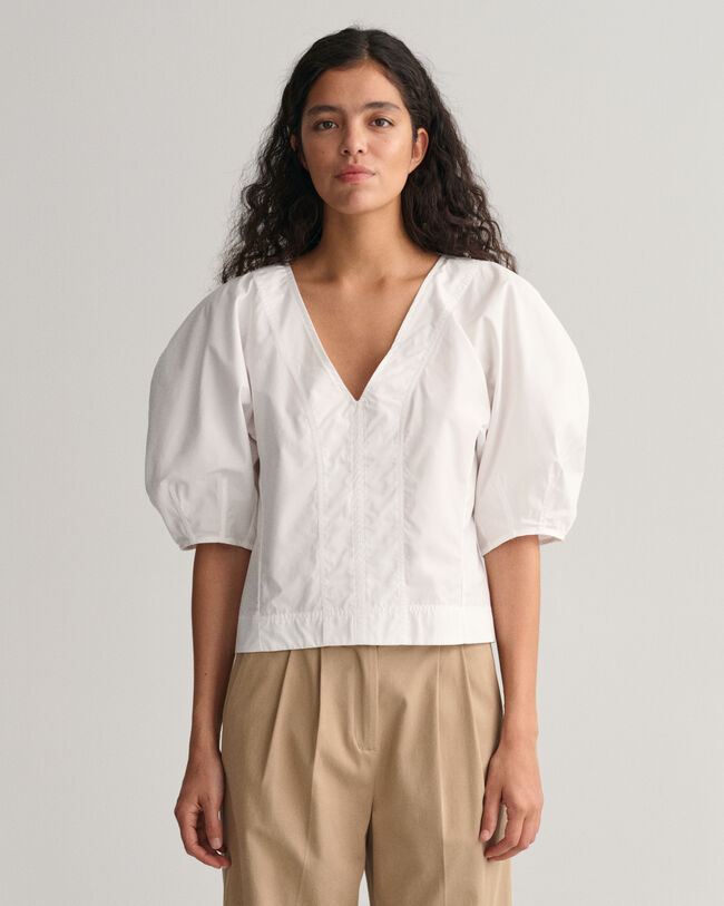 Balloon Sleeve V-Neck Top