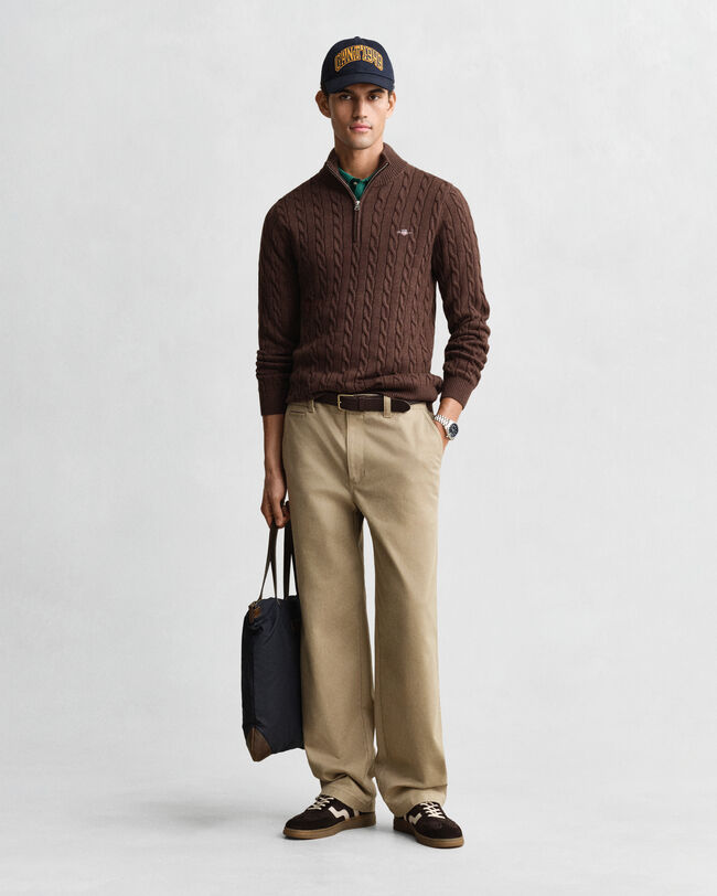 Cotton Cable Knit Half-Zip Sweater