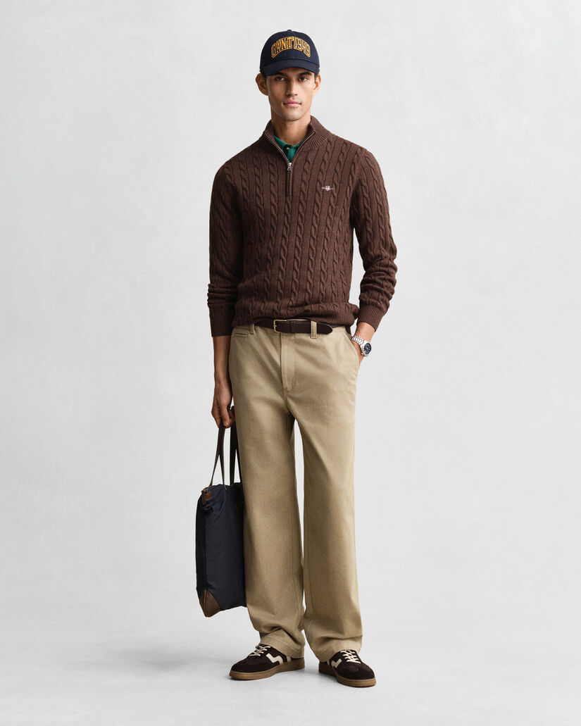 Cotton Cable Knit Half-Zip Sweater