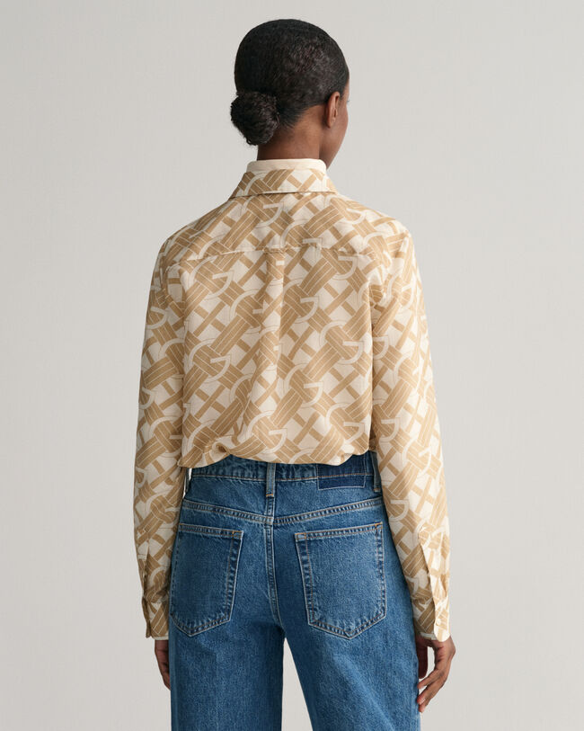 Regular Fit G Patterned Cotton Silk Shirt