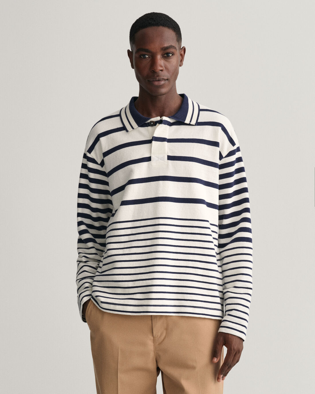 Striped Collared Heavy Knit Rugger