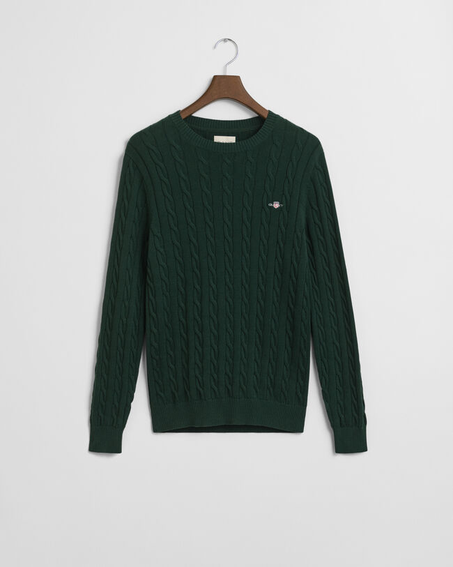 Cotton Cable Knit Crew Neck Sweater