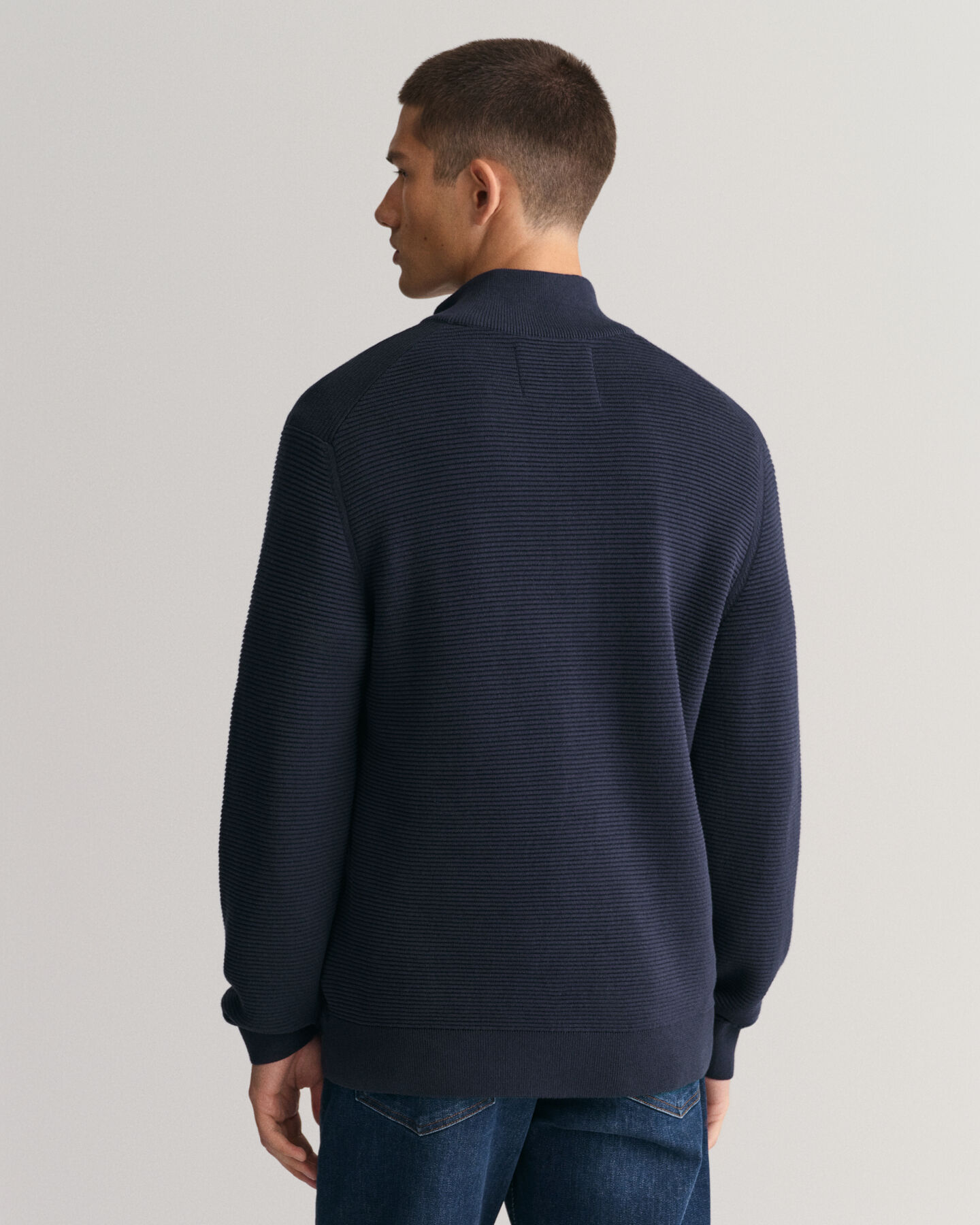 Textured Cotton Half-Zip Sweater