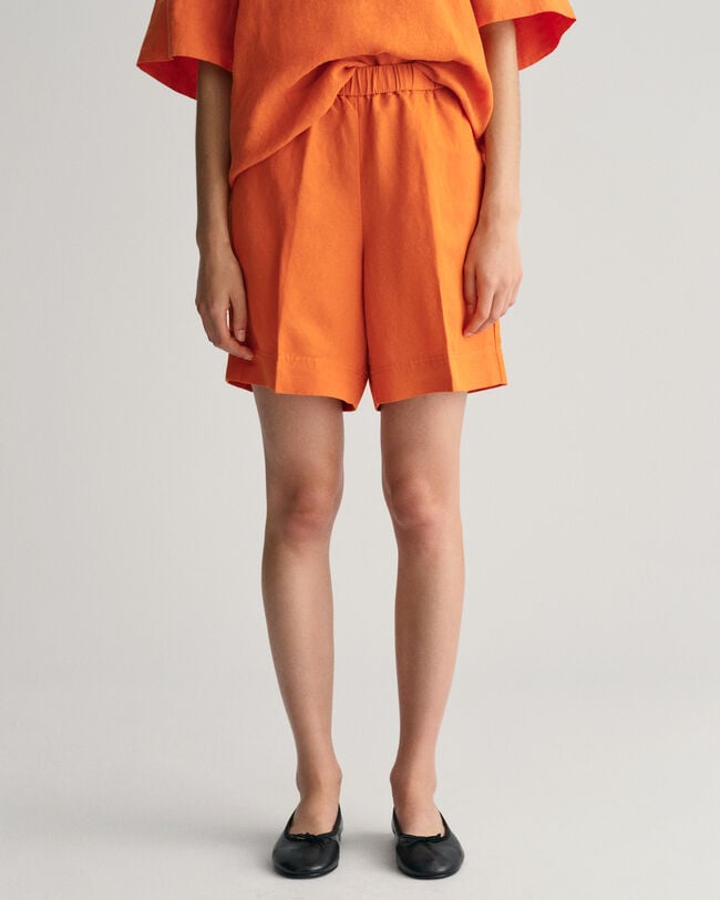 Relaxed Fit Linen Blend Pull-On Shorts