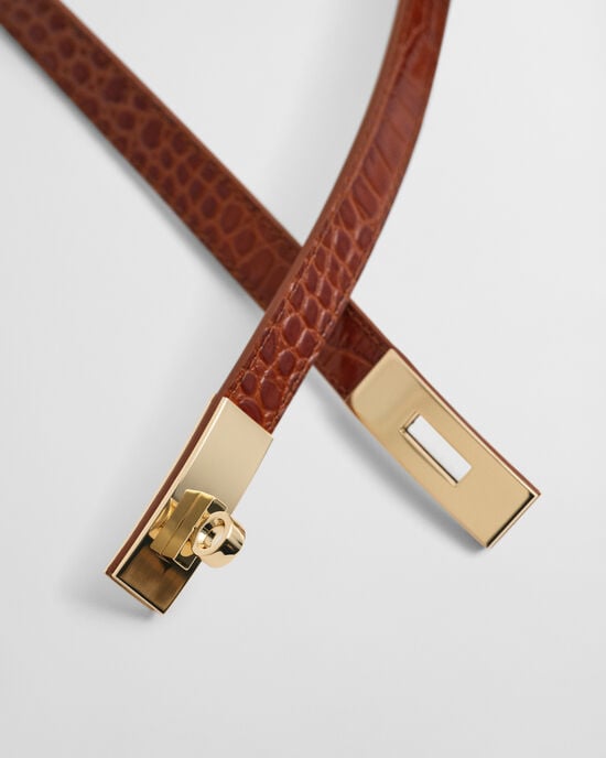 Turn-Lock Buckle Croc Effect Belt
