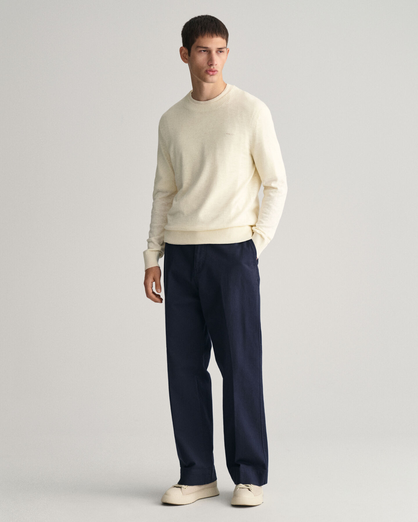Cotton Linen Crew Neck Sweater