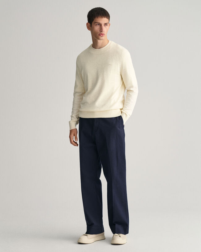 Cotton Linen Crew Neck Sweater
