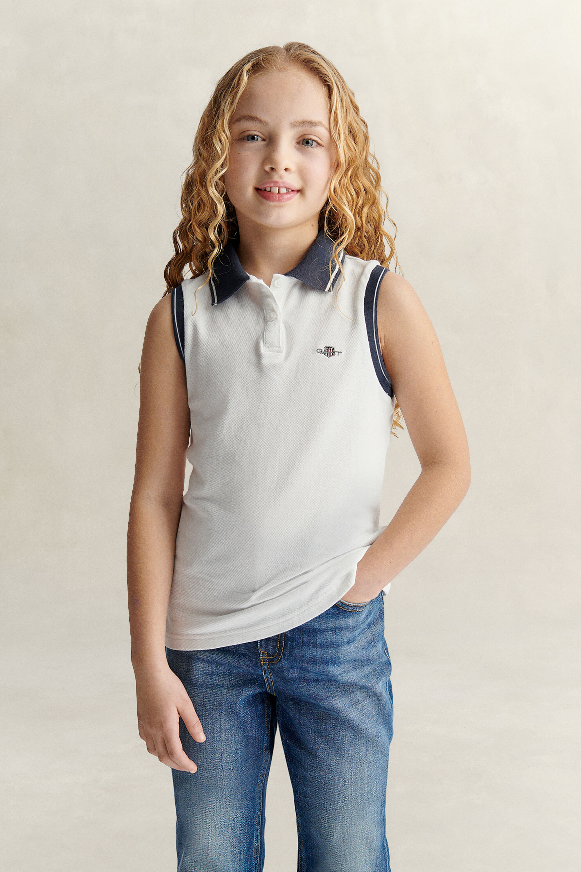 Teen Girls Sleeveless Polo Shirt