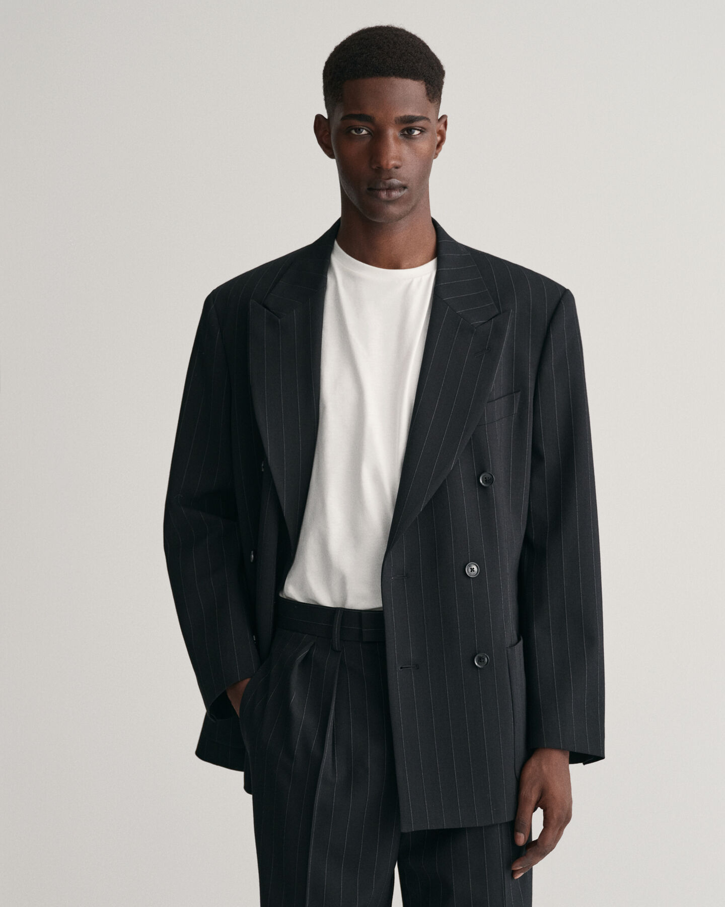 Relaxed Fit Pinstripe Suit Blazer