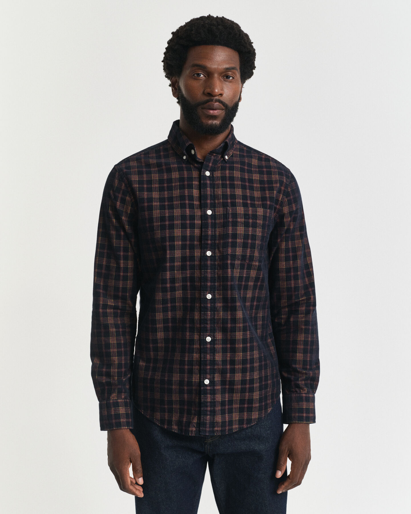 Regular Fit Checked Corduroy Shirt
