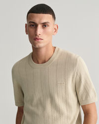 Pointelle Textured Short Sleeve Sweater