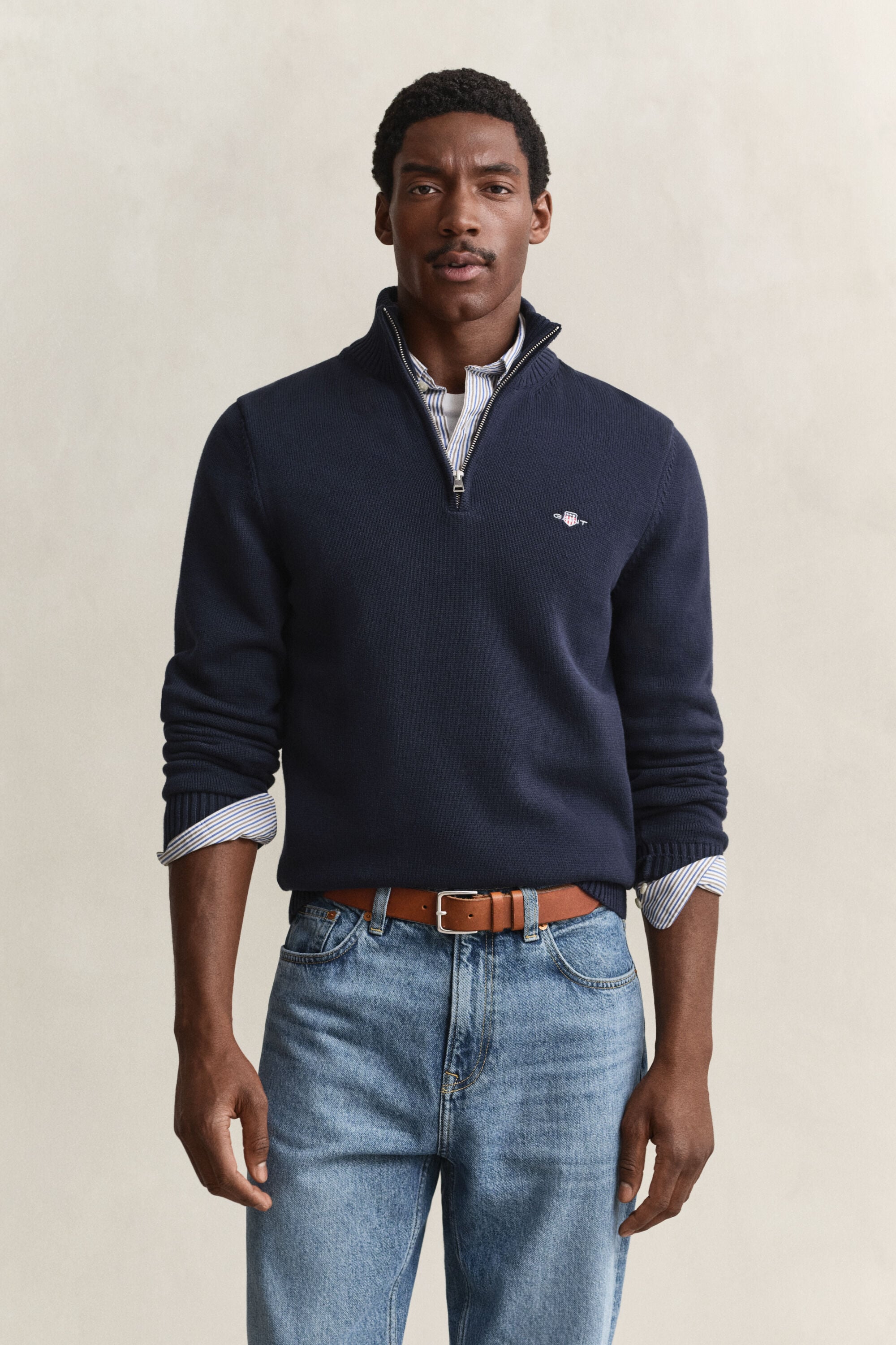 Casual Cotton Half-Zip Sweater