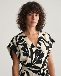 Palm Print Short Sleeve Dress