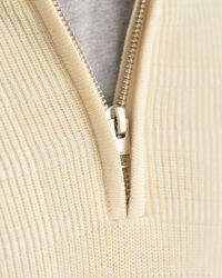 Striped Textured Cotton Half-Zip Sweater