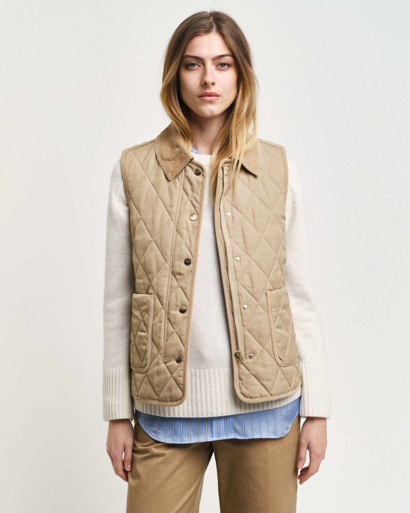 Quilted Corduroy Detailed Vest