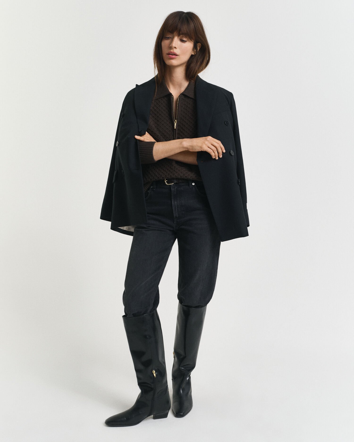 Textured Cotton Half-Zip Sweater