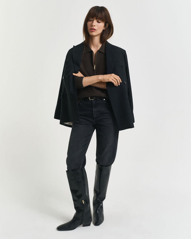 Textured Cotton Half-Zip Sweater