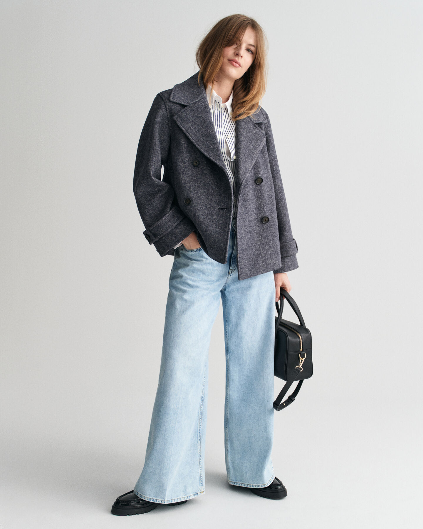 Cropped Herringbone Wool Jacket