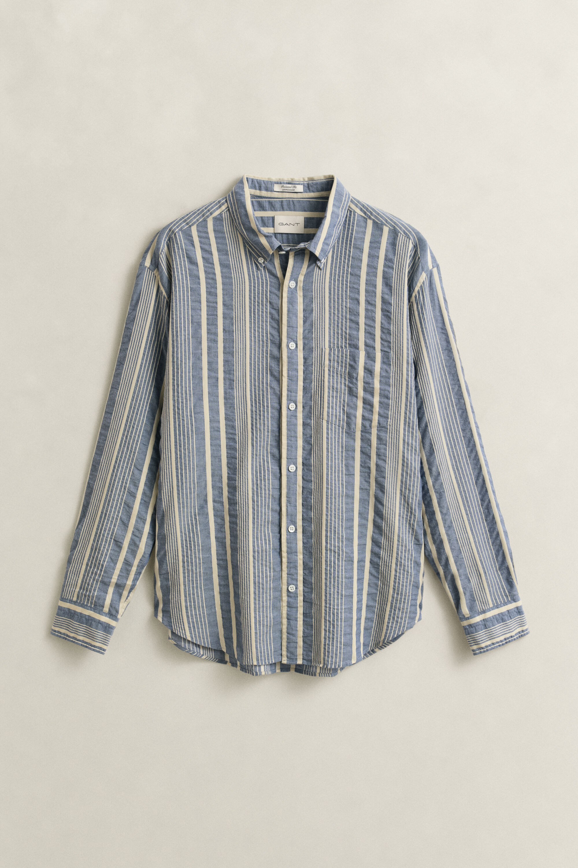 Relaxed Fit Striped Seersucker Shirt