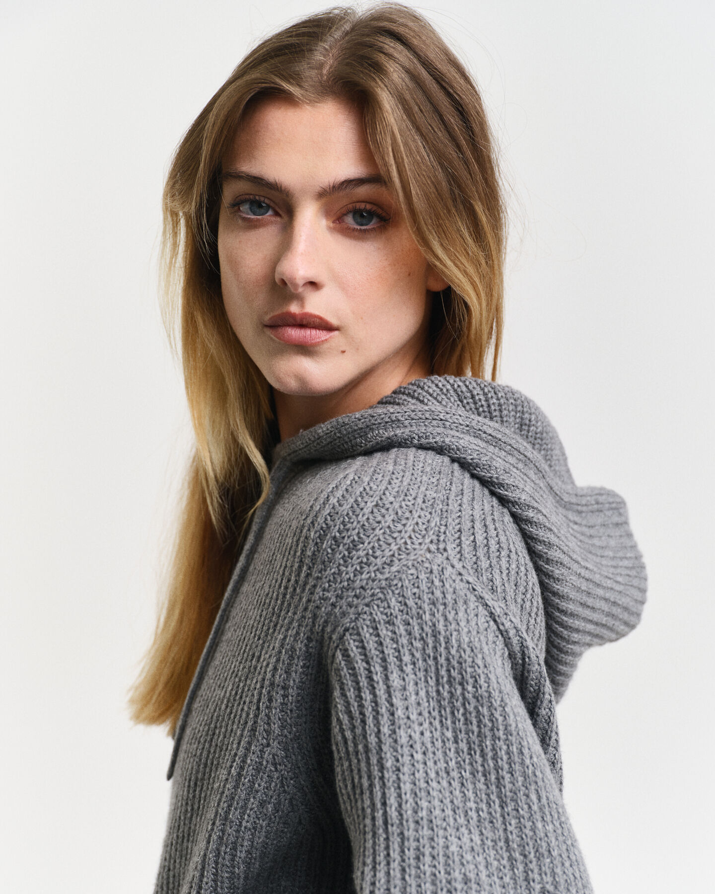 Ribbed Knitted Hoodie