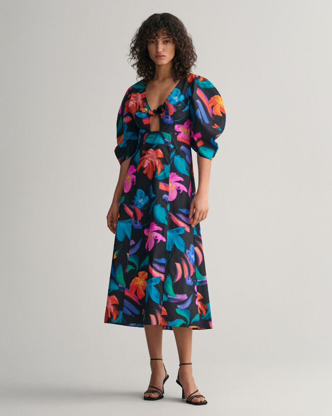 Floral Print Volume Sleeve Dress