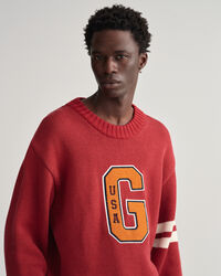 Oversized Letterman Crew Neck Sweater