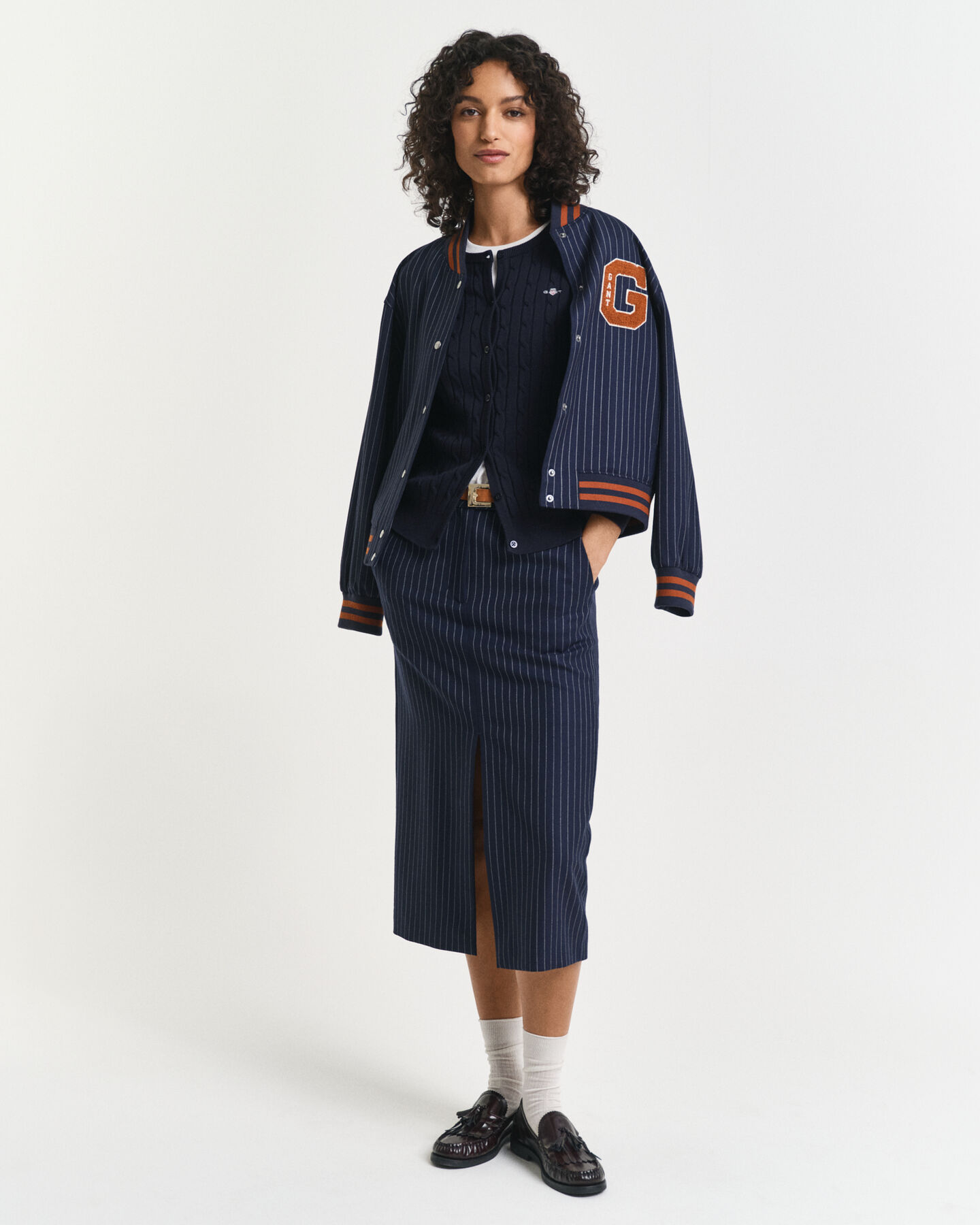 Stretch Cotton Cable Knit Cardigan