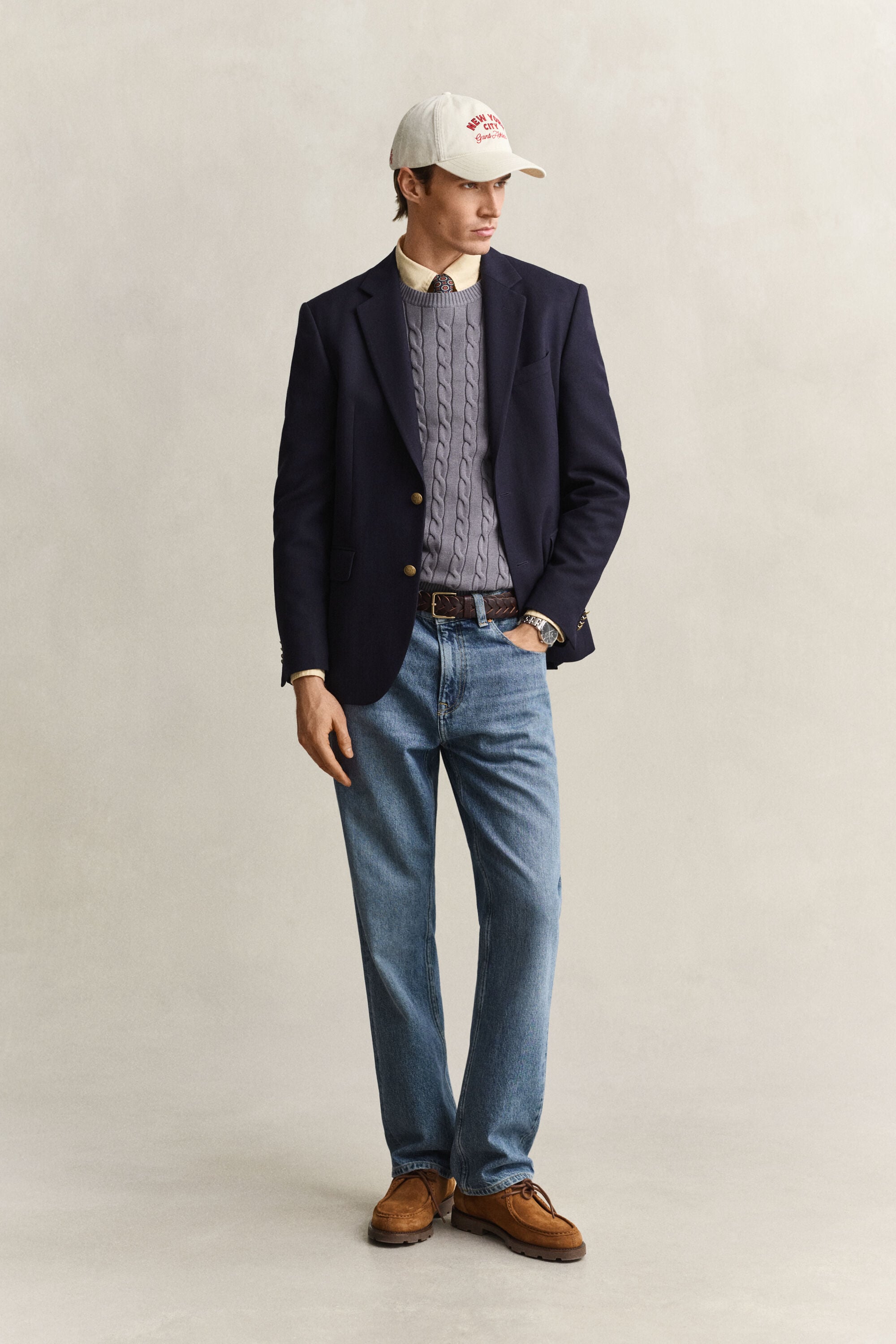 Cotton Cable Knit Crew Neck Sweater