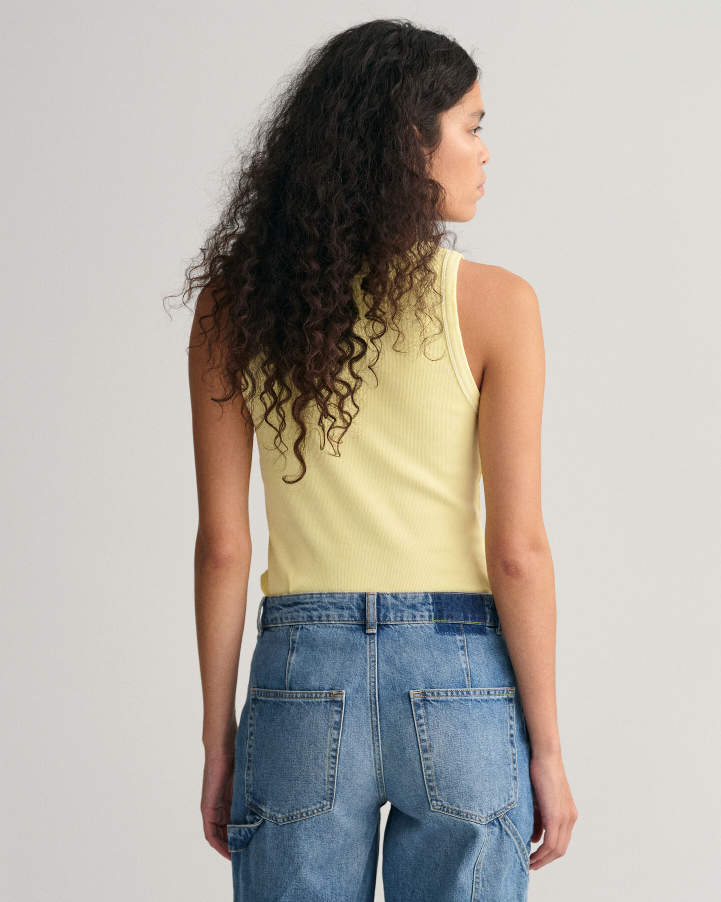 Sunfaded High Neck Rib Tank Top
