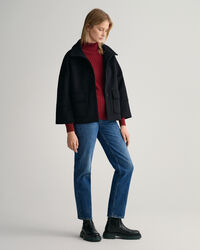 Stretch Cotton Cable Turtleneck