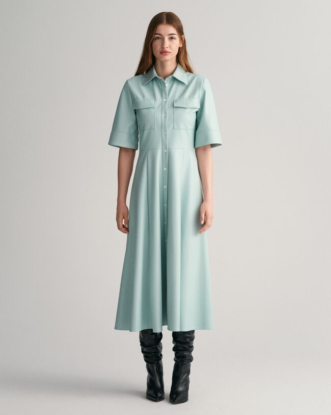 Faux Leather Shirt Dress