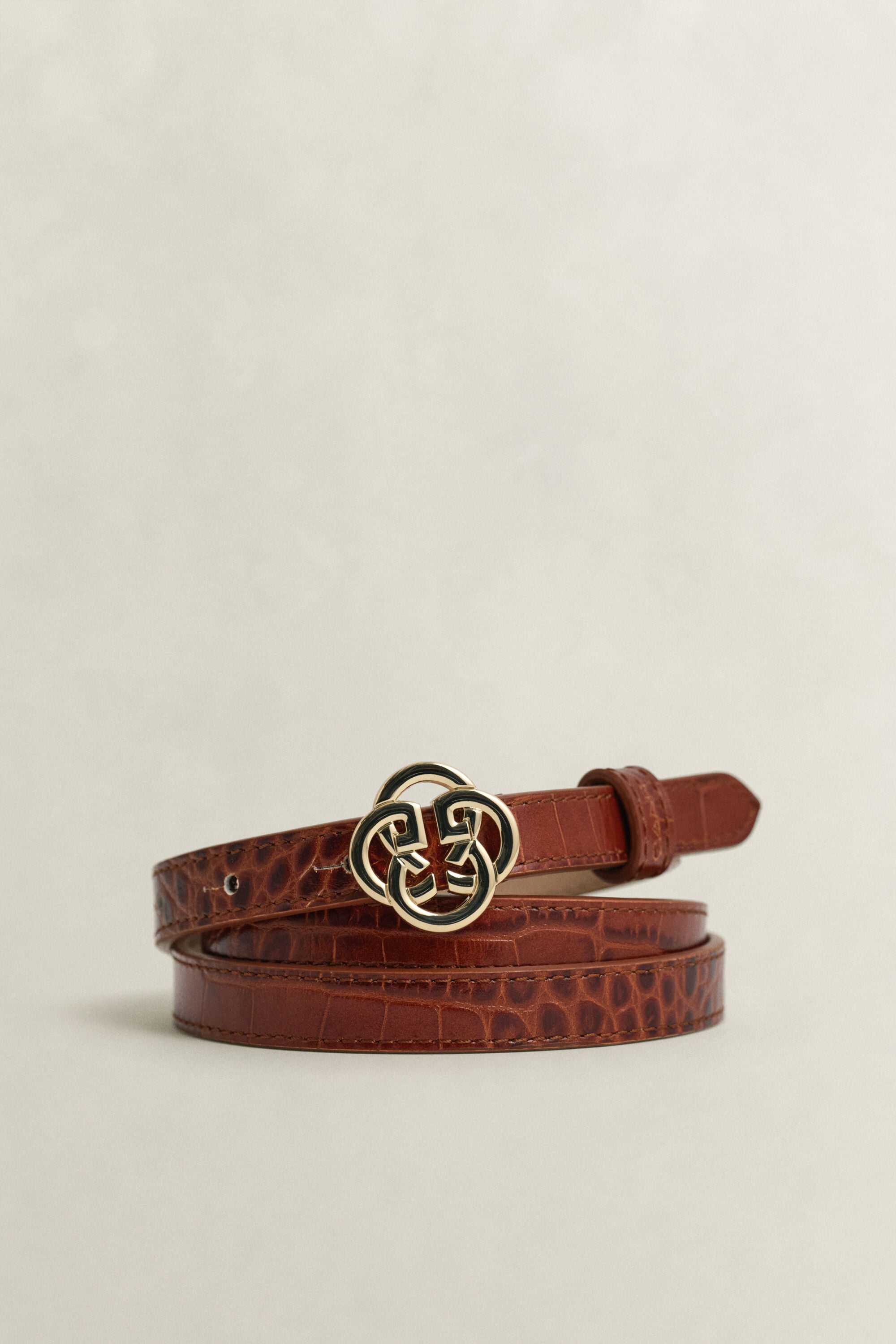 Croc-Effect Monogram Belt