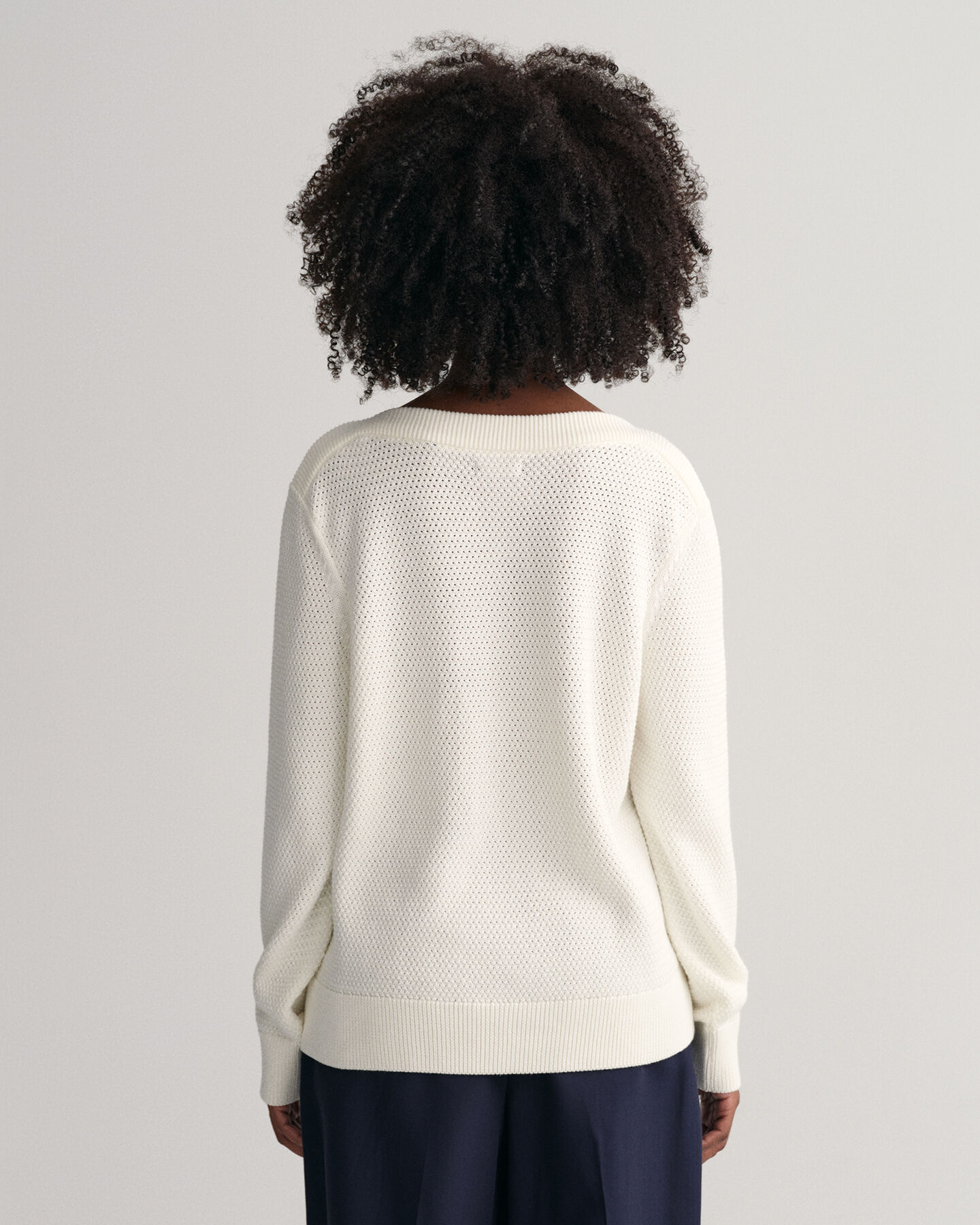 Textured Cotton Boat Neck Sweater