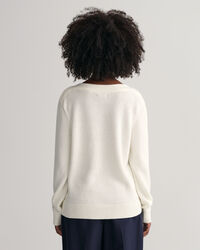 Textured Cotton Boat Neck Sweater