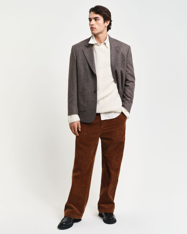 Ribbed Alpaca Wool Blend Crew Neck Sweater