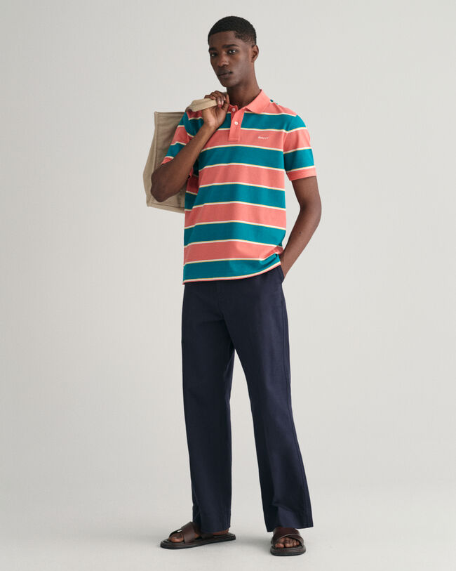 Multi Striped Piqu&eacute; Polo Shirt