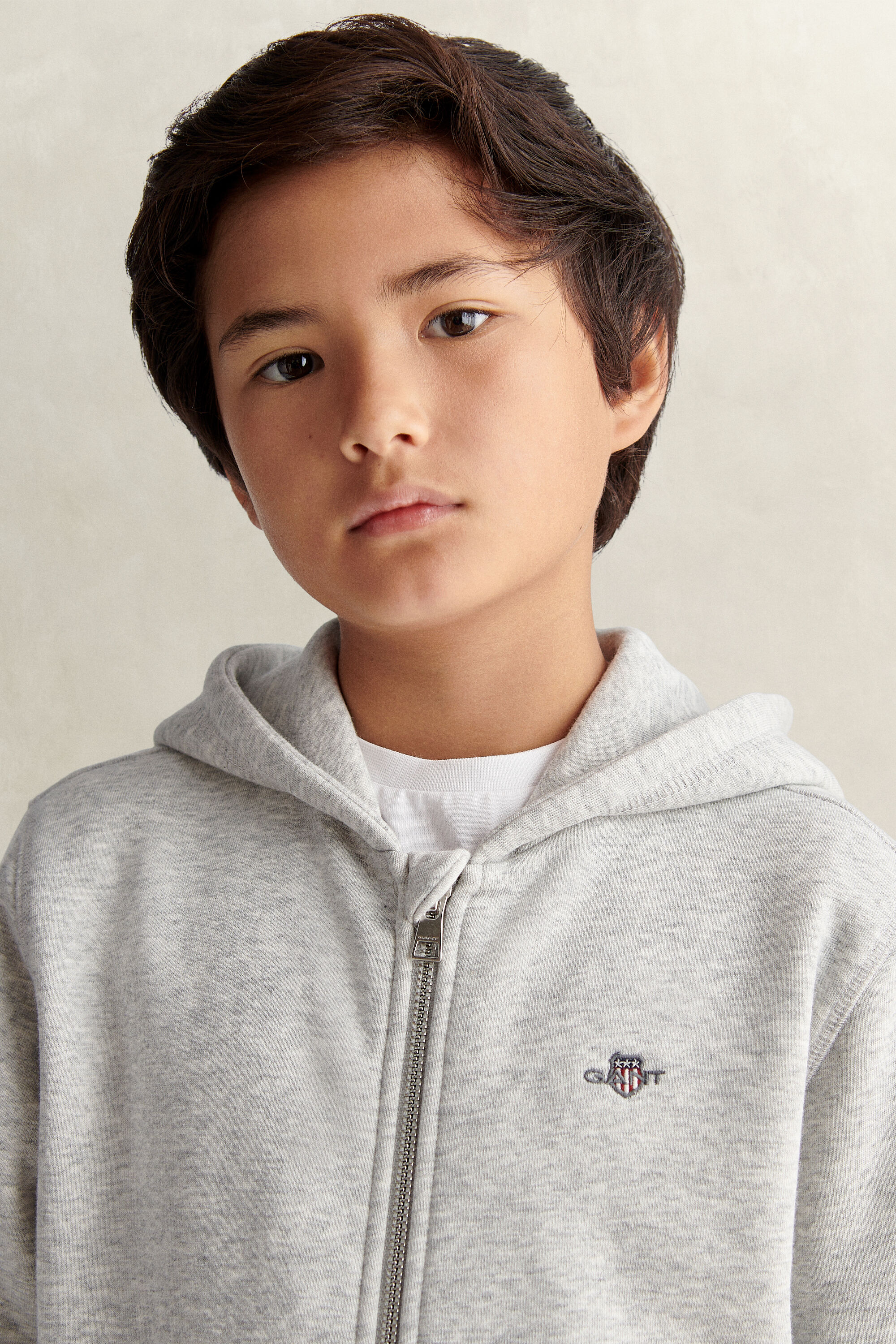 Teens Shield Zip Hoodie — GREY MELANGE
