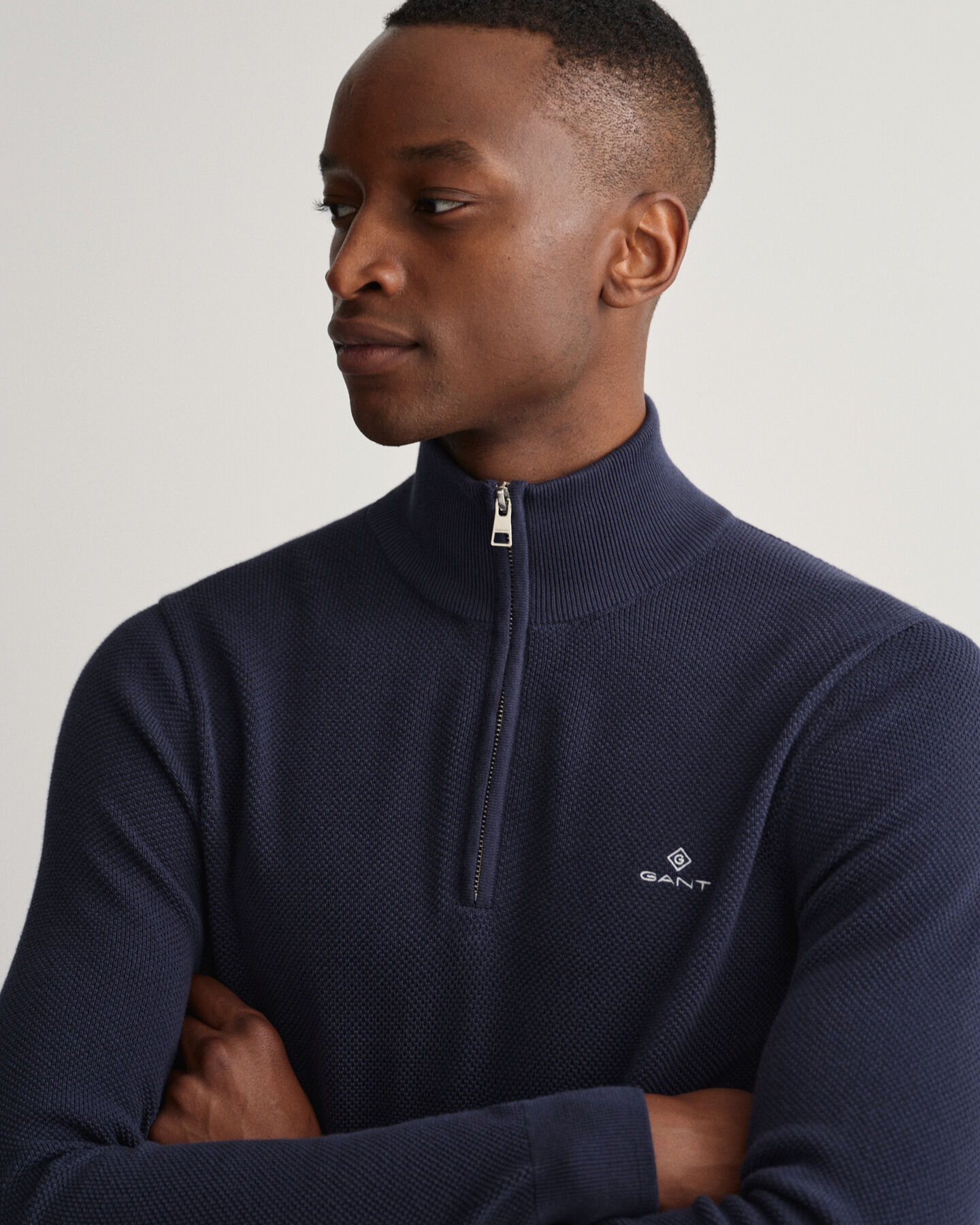 Cotton Piqu&eacute; Half-Zip Sweater