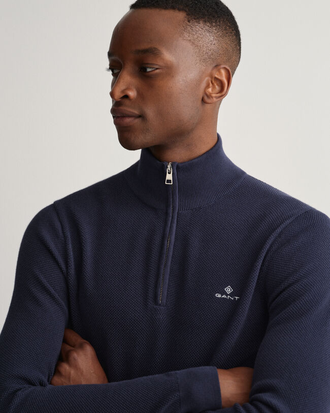 Cotton Piqu&eacute; Half-Zip Sweater