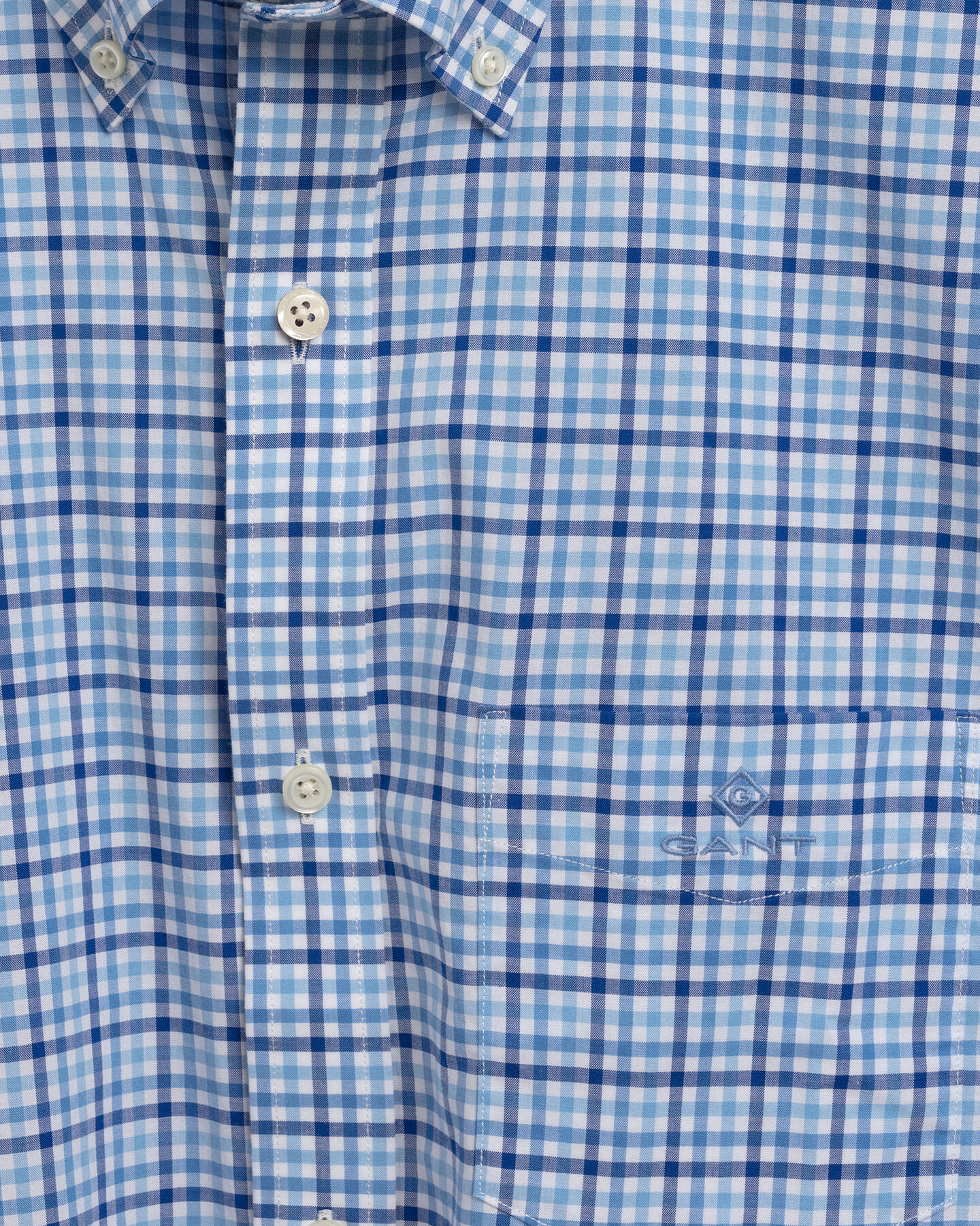 Regular Fit Short Sleeve 3-Color Gingham Broadcloth Shirt